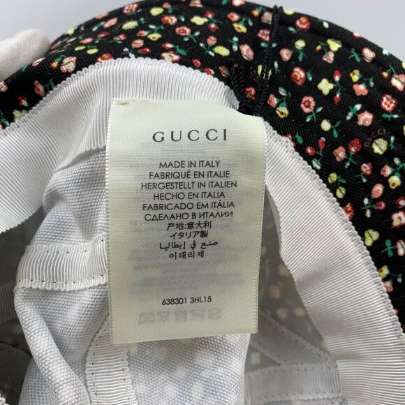 NIB Gucci Canvas Liberty Floral Print Bucket Hat In Black Size L